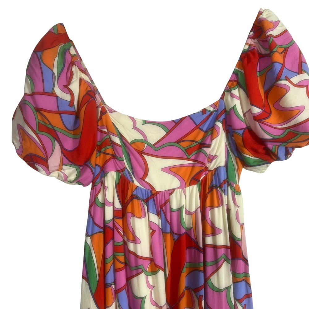 Golden by Golden Couture Maxi Dress – Colorful Abstract Puff Sleeve – Size M - Picture 3 of 10